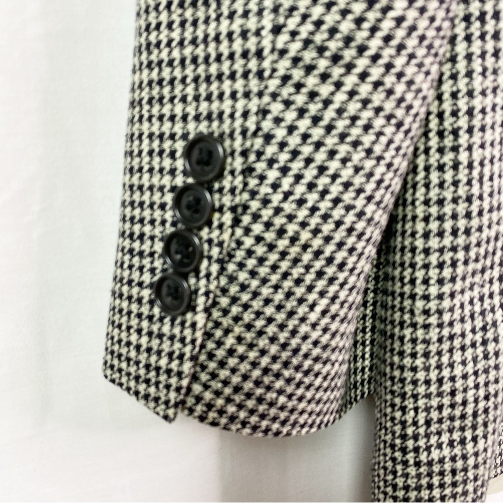 SOLD Vintage Christian Dior Houndstooth Black White Silk Blazer Jacket XL 48R - Picture 9 of 9